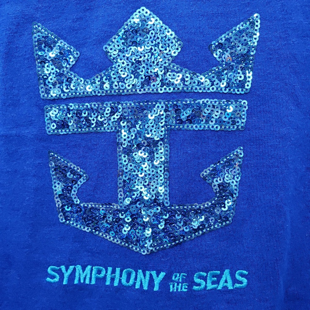 Royal Caribbean Symphony Of The Seas Sequin Tee Blue Vacation Cruisewear XXL